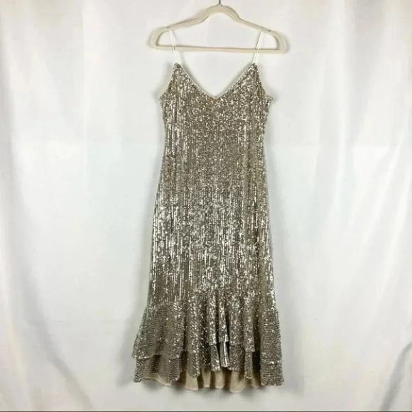 Sachin & Babi Odelle Sequin Midi Dress Cocktail Formal Party Gold Size 10 - Picture 7 of 10